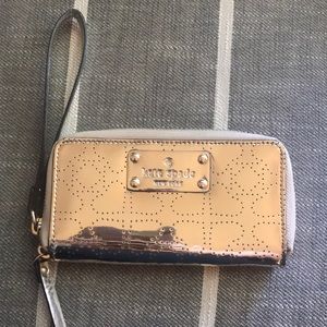 Kate Spade Gold Metallic Wristlet Wallet